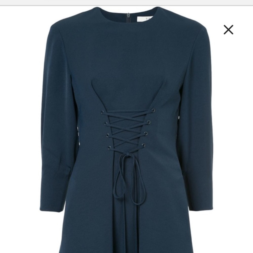 DRAPE TWILL LACE UP CORSET SHORT DRESS TIBI
